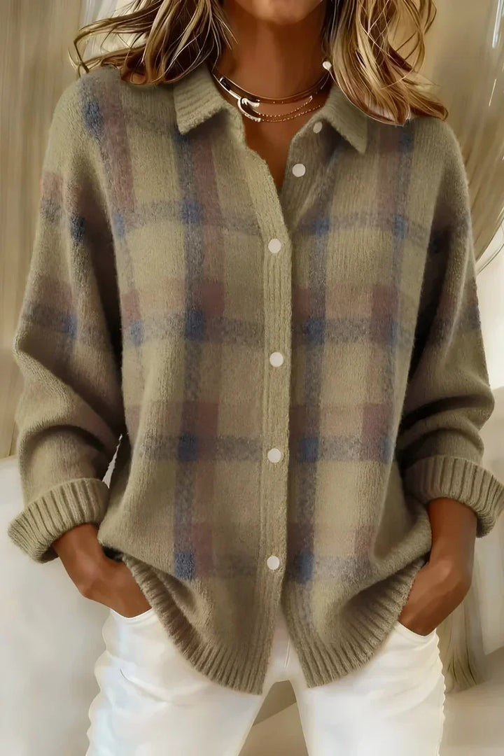 Pamela™ | Soft Brushed Plaid Cardigan
