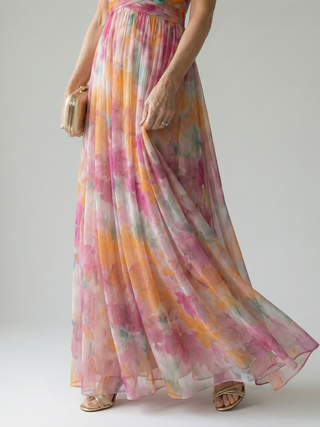 Crizel™ | Sunset Watercolour Maxi Dress