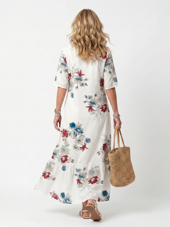 Maeva™ | Scattered Floral Tassel Tie Midi Dress
