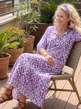 Celeste™ | Lavender Ikat Maxi Dress