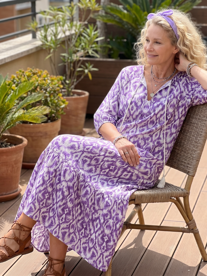 Celeste™ | Lavender Ikat Maxi Dress