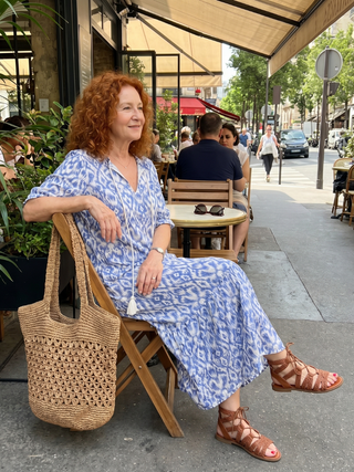 Isla™ | Blue Ikat Maxi Dress