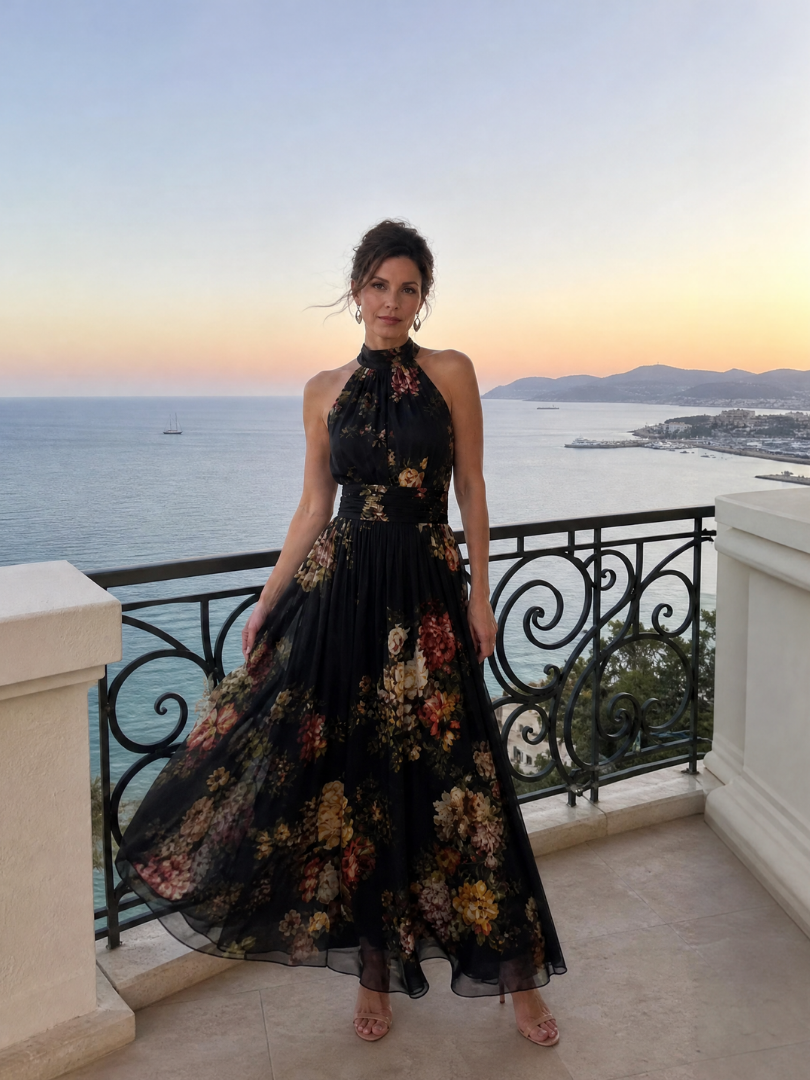 Arabella™ | Midnight Garden Halter Dress