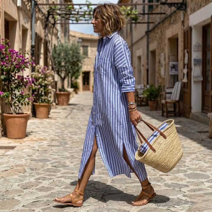 Elowen™ | Coastal Stripe Maxi Dress