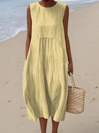 Elena | Whisper Blossom Sleeveless Midi Dress