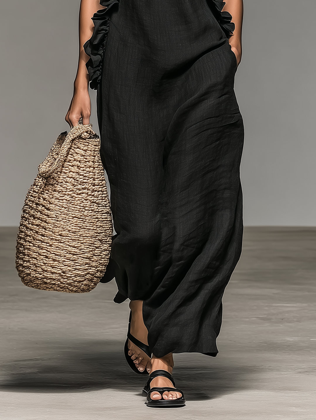 Valentina™ | Midnight Ruffle Maxi Dress