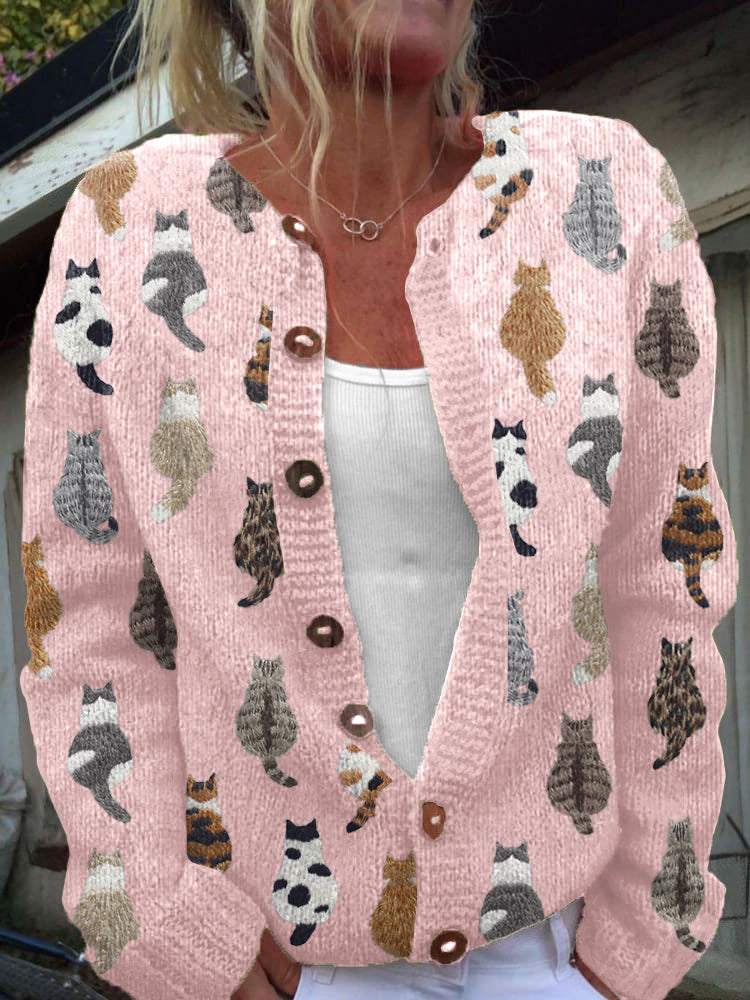 Whiskers™ | Cozy Cat Knitted Cardigan