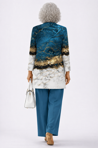 Marina™ | Elegant 3-Piece Marble Print Trouser Set