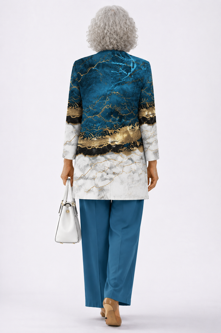 Marina™ | Elegant 3-Piece Marble Print Trouser Set