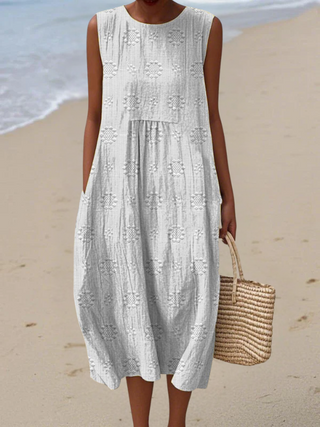 Elena | Whisper Blossom Sleeveless Midi Dress
