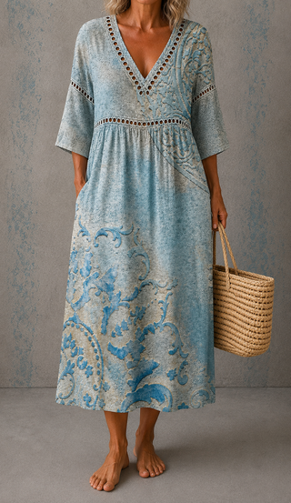 Celeste™ | Vintage Azure Maxi Dress