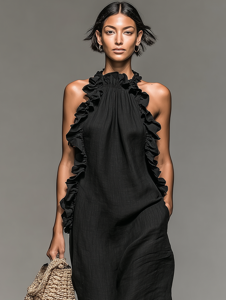 Valentina™ | Midnight Ruffle Maxi Dress