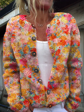 Marigold™ | Floral Mosaic Knitted Cardigan