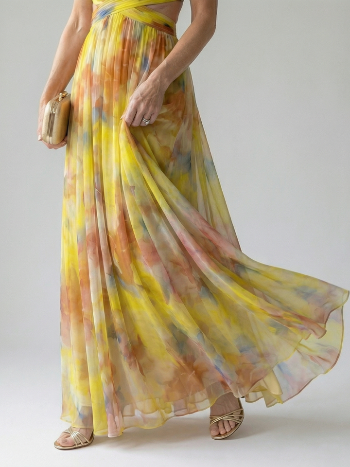 Crizel™ | Sunset Watercolour Maxi Dress