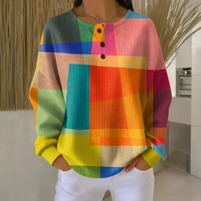 Verity™ | Patchwork Henley Autumn Sweater