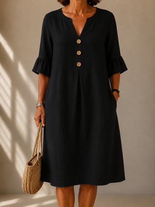 Audrey™ | Classic Noir Midi Dress