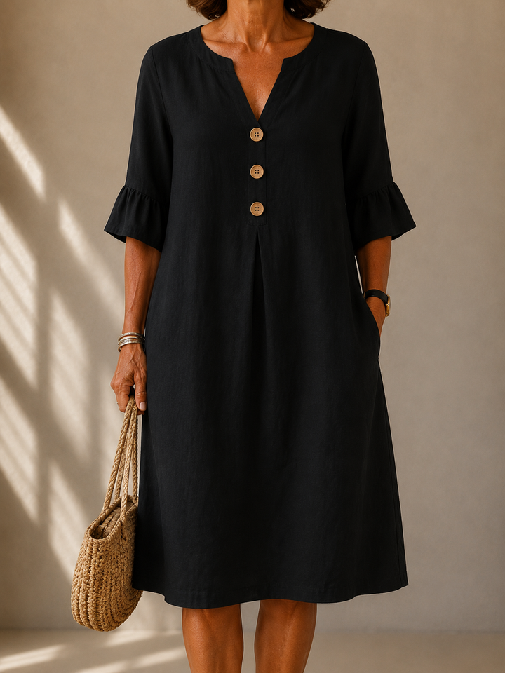 Audrey™ | Classic Noir Midi Dress