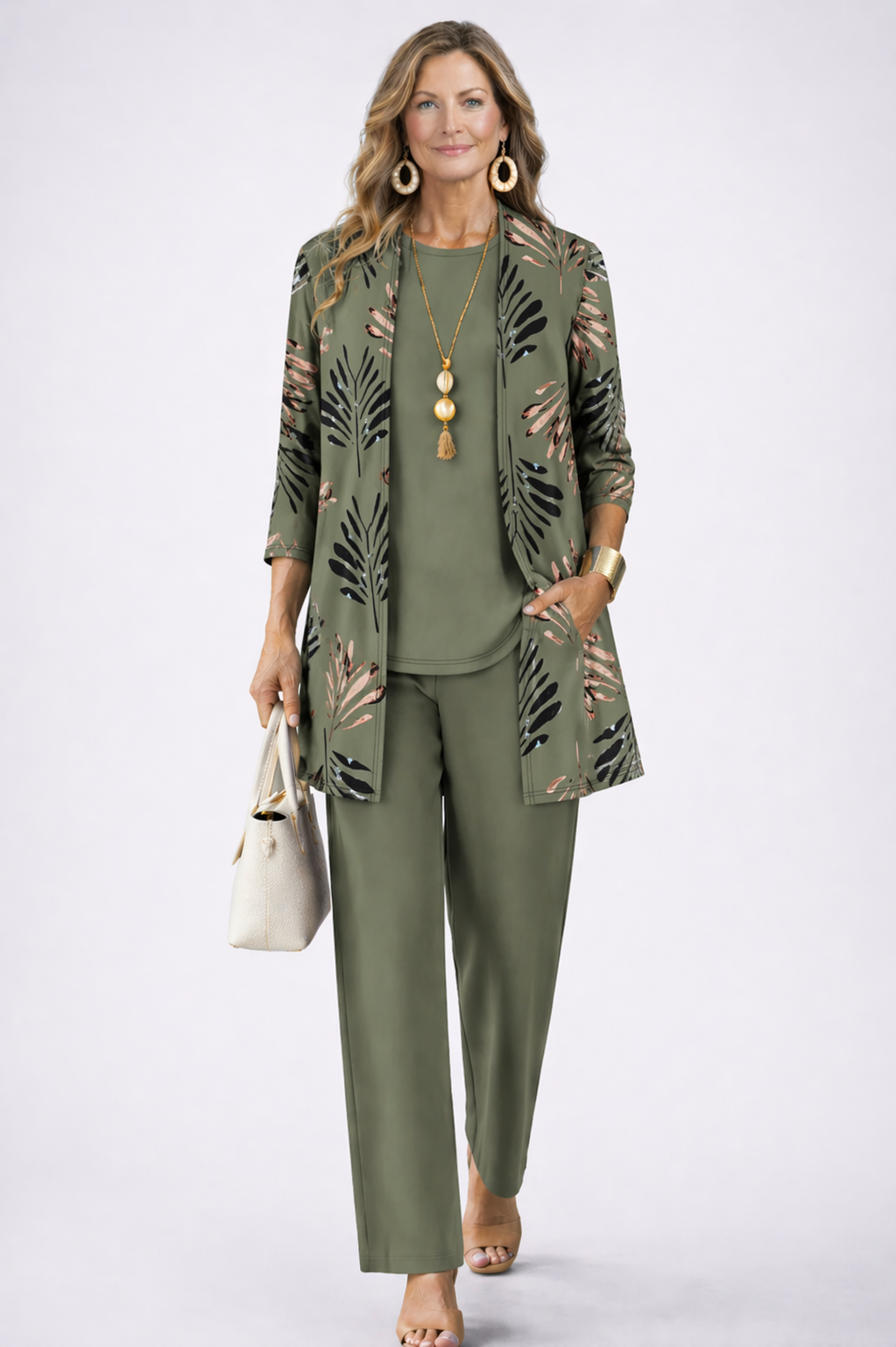 Sienna™ | Elegant Olive Leaf Print 3-Piece Set