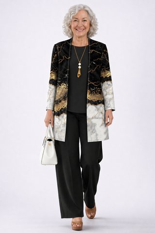 Noelle™ | Elegant Black Gold Marble Print 3-Piece Set