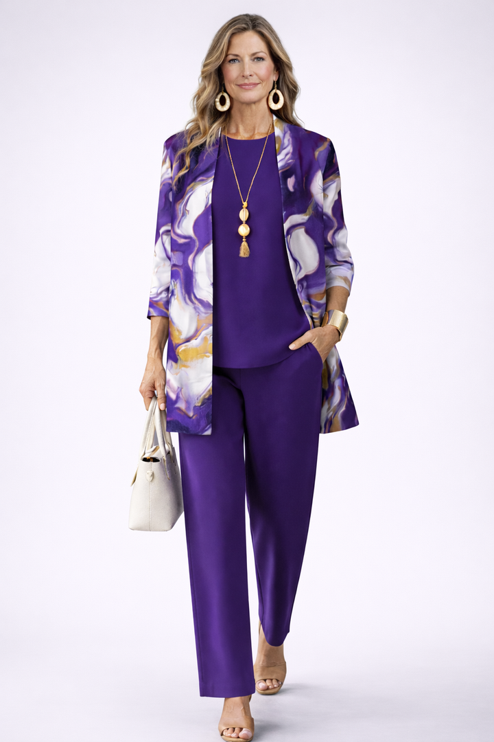 Cordelia™ | Royal Purple Abstract 3-Piece Set