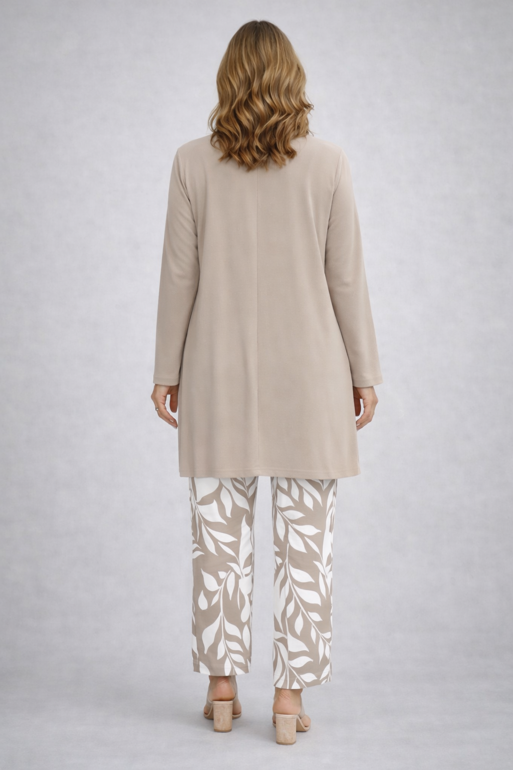 Vivienne™ | Soft Taupe Leaf Print 3-Piece Set