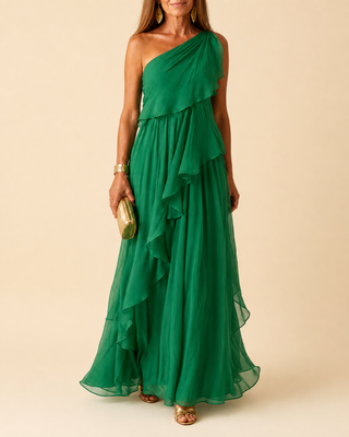 Serena™ | Emerald Ruffle Maxi Dress