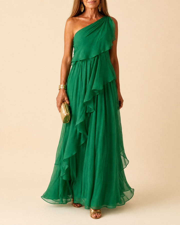 Serena™ | Emerald Ruffle Maxi Dress