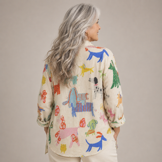 Princia™ | Playful Illustrated Button-Up Blouse