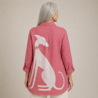 Diane™ | Playful Cat Illustration Button-Up Blouse