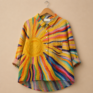 Aurélie™ | Radiant Sunburst Button-Up Blouse