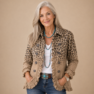 Isadora™ | Leopard Ruffle Utility Jacket