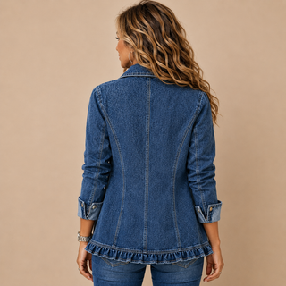 Vivienne™ | Ruffled Double-Breasted Denim Blazer