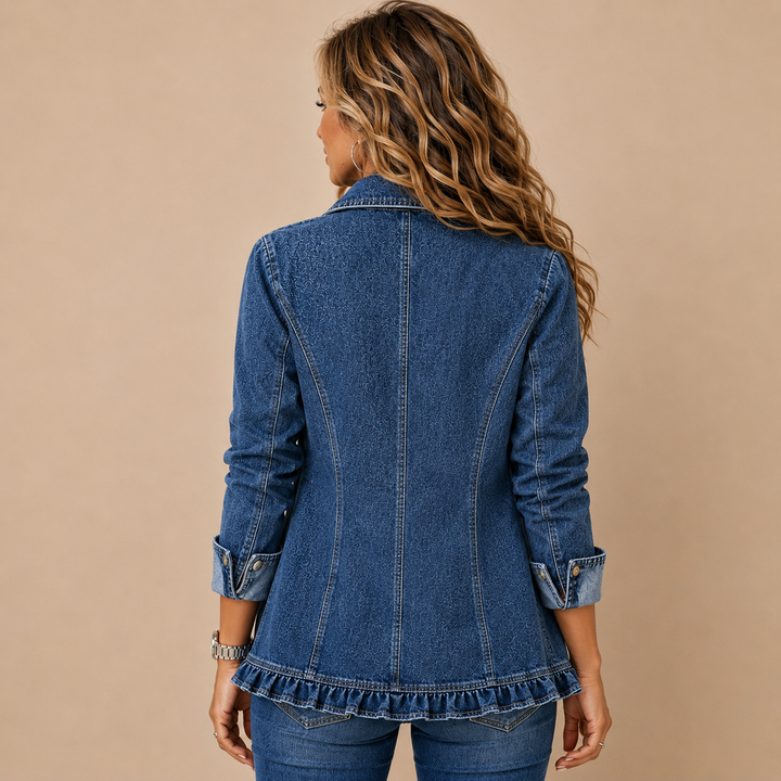 Vivienne™ | Ruffled Double-Breasted Denim Blazer