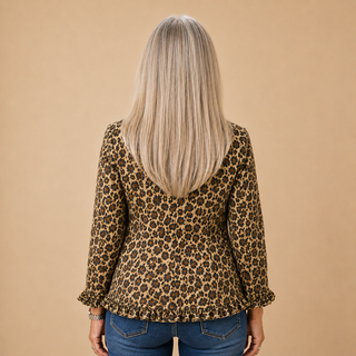Amélie™ | Leopard Ruffle Double-Breasted Blazer