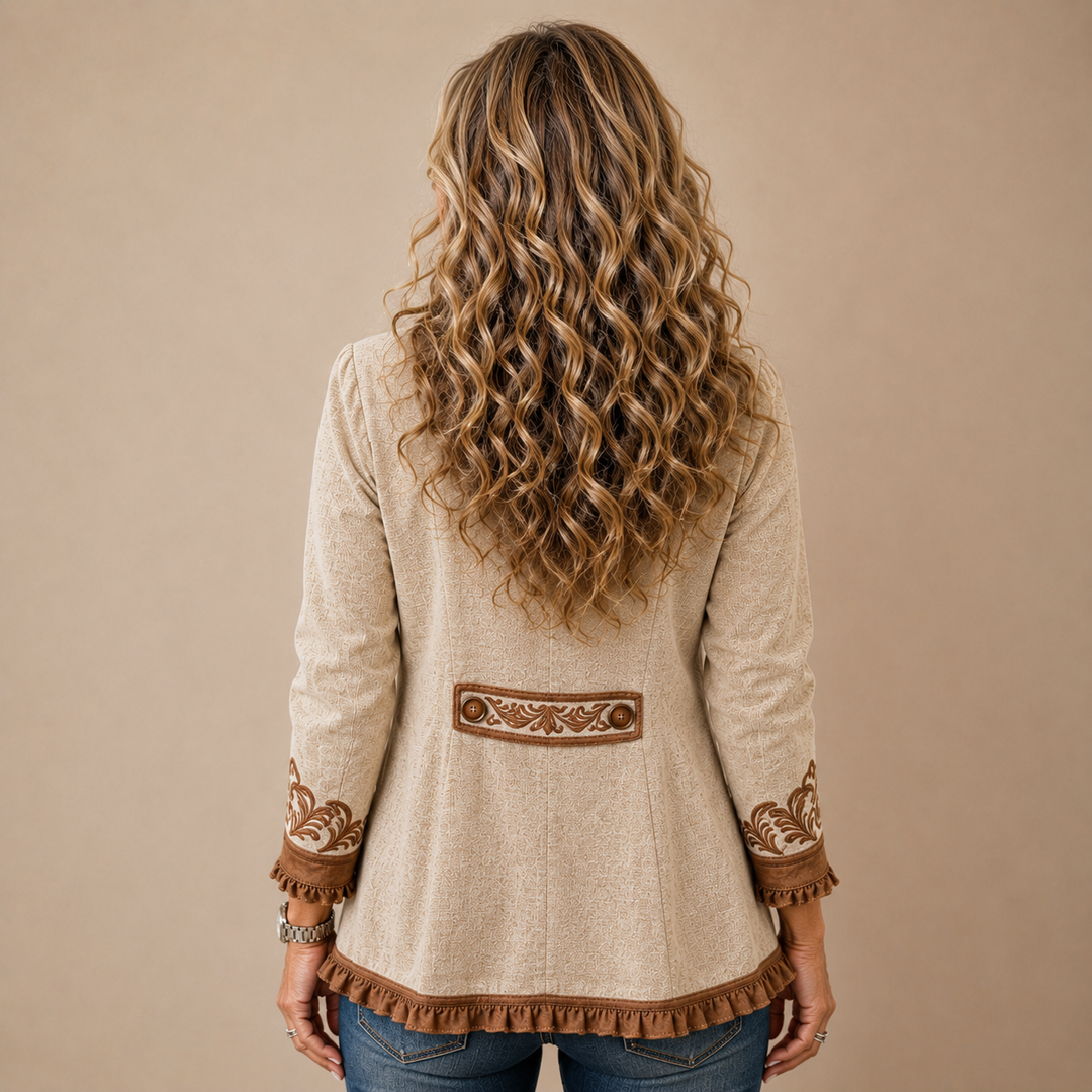 Evangeline™ | Embroidered Ruffle Tailored Jacket
