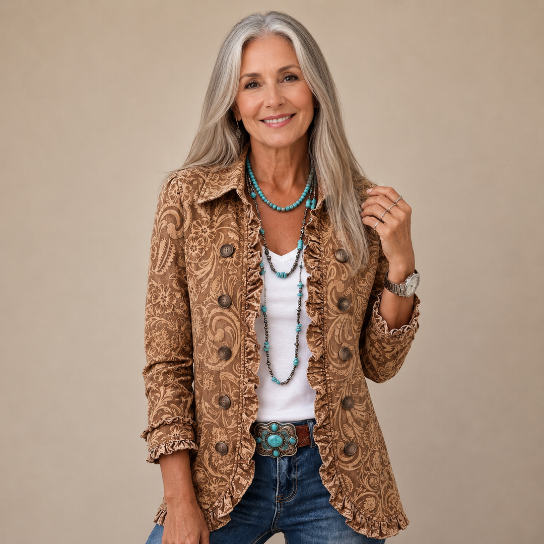 Anastasia™ | Ornate Paisley Ruffle Tailored Jacket