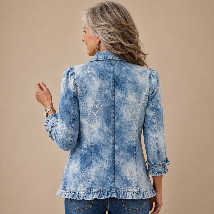 Juliette™ | Ruffled Embroidered Denim Jacket