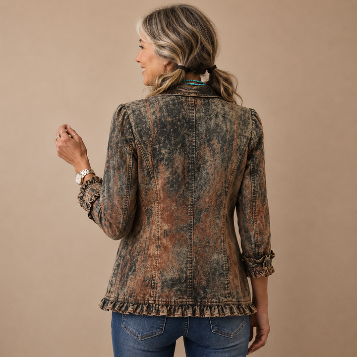 Vivienne™ | Vintage Ruffle Denim Jacket