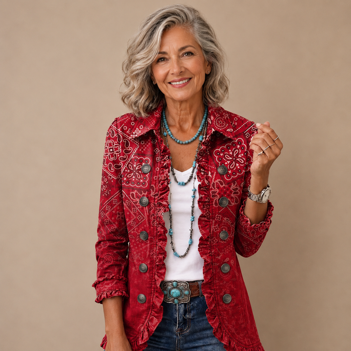 Serafina™ | Paisley Ruffle Tailored Jacket