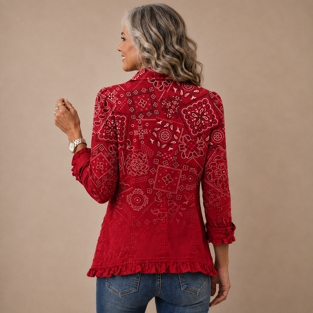 Serafina™ | Paisley Ruffle Tailored Jacket