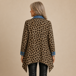 Elodie™ | Leopard Denim Waterfall Blazer