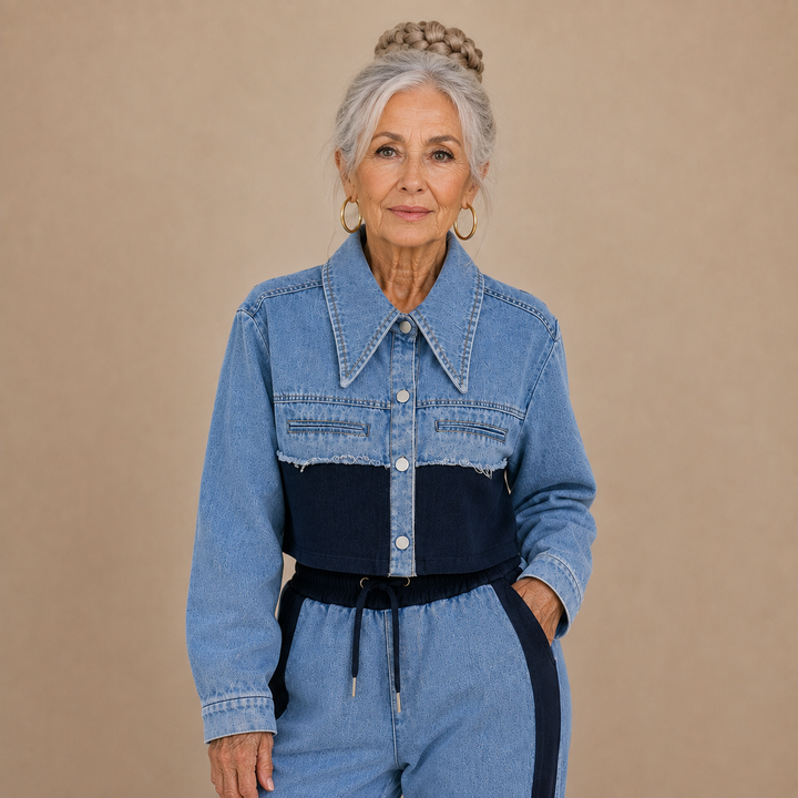 Amélie™ | Chic Denim Contrast Two-Piece Set