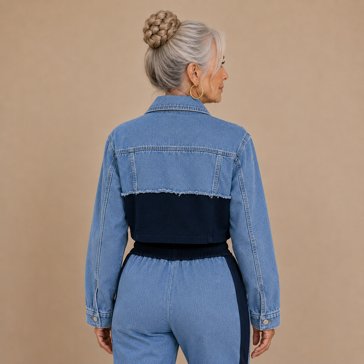 Amélie™ | Chic Denim Contrast Two-Piece Set