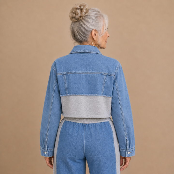 Amélie™ | Chic Denim Contrast Two-Piece Set