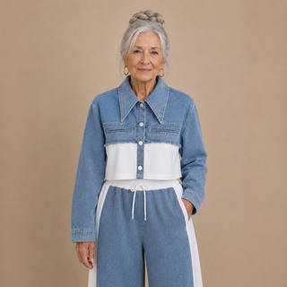Amélie™ | Chic Denim Contrast Two-Piece Set
