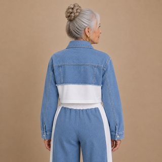 Amélie™ | Chic Denim Contrast Two-Piece Set
