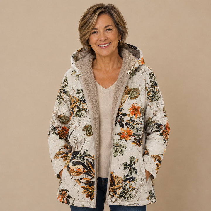 Elise™ | Botanical Sherpa-Lined Hooded Jacket