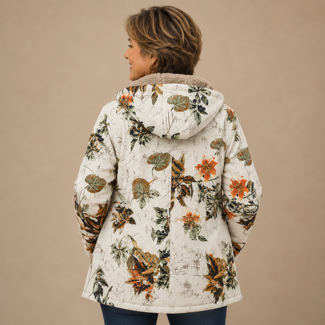 Elise™ | Botanical Sherpa-Lined Hooded Jacket