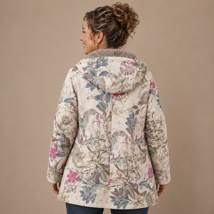 Elise™ | Botanical Sherpa-Lined Hooded Jacket