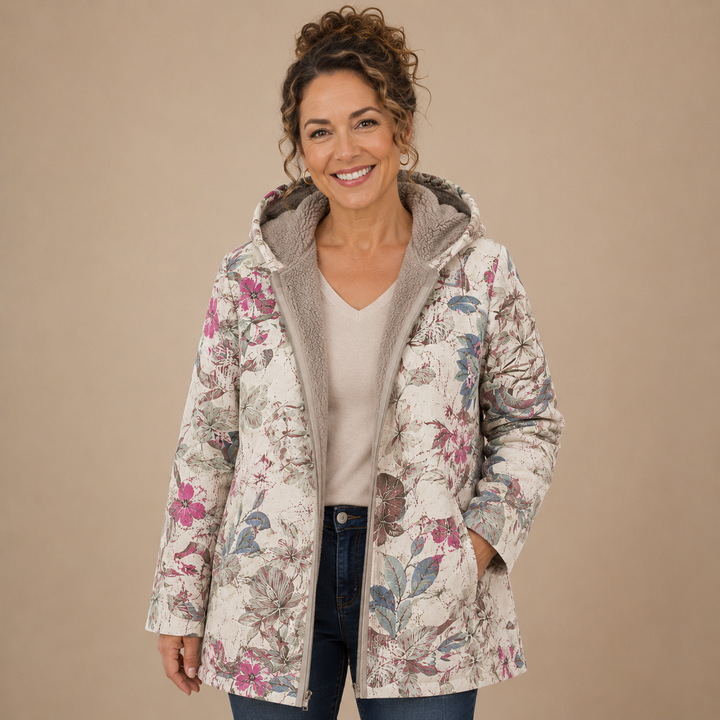 Elise™ | Botanical Sherpa-Lined Hooded Jacket